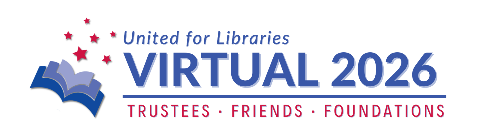 logo showing open books with stars rising from the book, and the words United for Libraries Virtual 2026