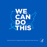 U.S. Department of Health and Human Services’ (HHS) “We Can Do This” campaign logo.