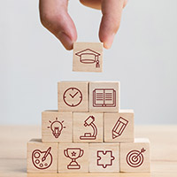 Wood Blocks Placed in a Pyramid