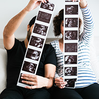 Expecting parents viewing sonograms